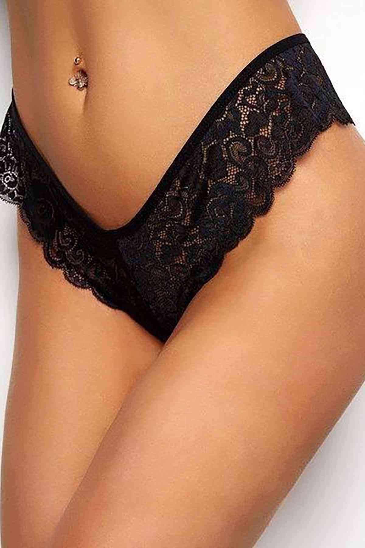Kadın Siyah Dantelli Seksi Külot — görsel 3