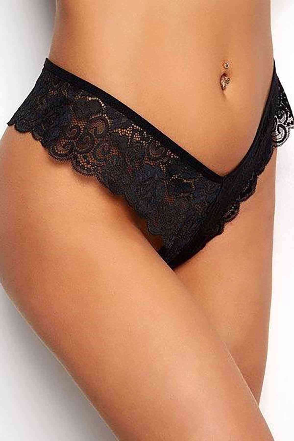 Kadın Siyah Dantelli Seksi Külot — görsel 5