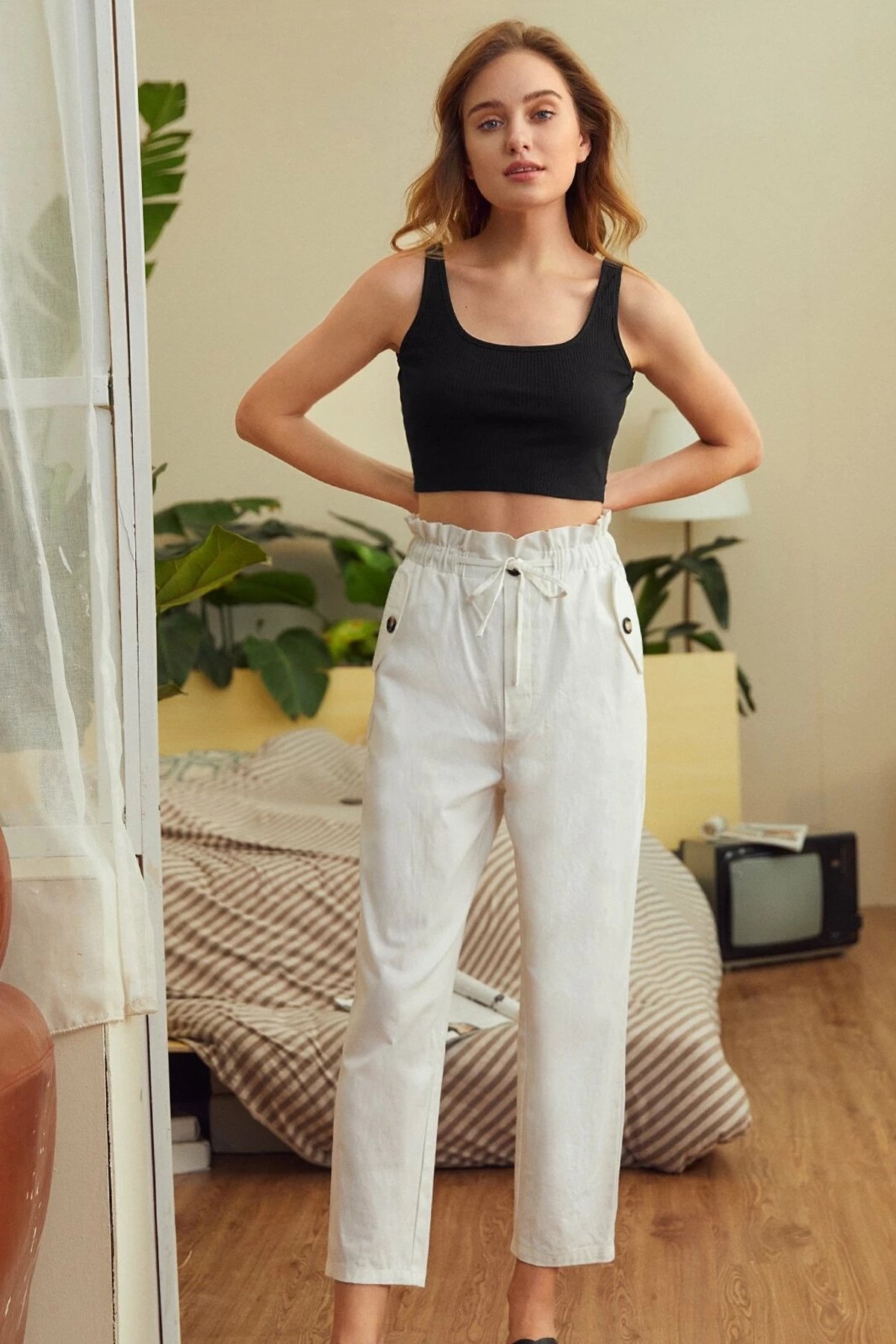 Kadın Siyah Kalın Askılı Crop Top Büstiyer — görsel 8